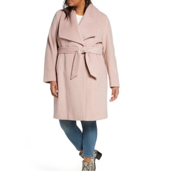 Cole Haan Slick Wrap Wool Blend Coat In Dusty Rose size 2X - Picture 3 of 14